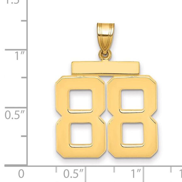 14k Yellow Gold, Athletic Collection, Large Polished Number 88 Pendant - Picture 2 of 3